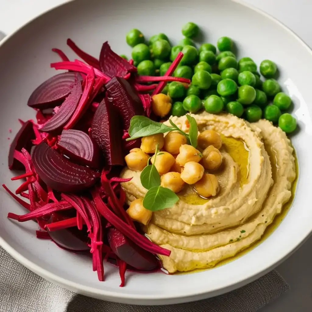 a bowl of hummus and vegetables