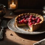 a moody, rustic raspberry frangipane tart with glowing highlights, fresh raspberries, almonds, and a vintage tea-time setting. a moody, rustic raspberry frangipane tart with glowing highlights, fresh raspberries, almonds, and a vintage tea-time setting. a moody, rustic raspberry frangipane tart with glowing highlights, fresh raspberries, almonds, and a vintage tea-time setting.