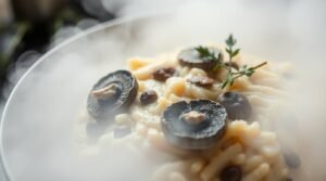 black garlic risotto: a surrealist spell of umami and mystery