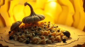 black garlic risotto: a surrealist spell of umami and mystery