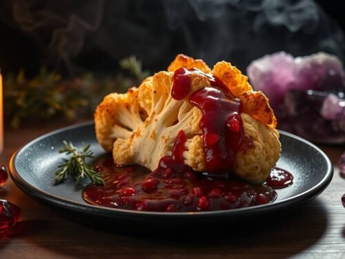 cauliflower steak of the phoenix: pomegranate glaze for rebirth & radiance cauliflower steak of the phoenix: pomegranate glaze for rebirth & radiance