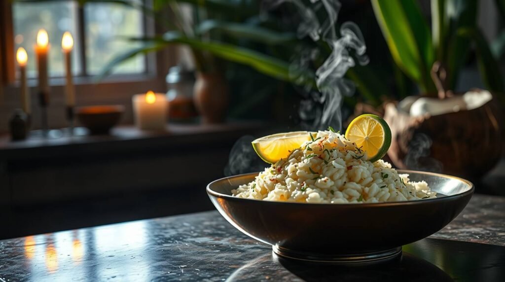 lemongrass risotto1 - Esoterris.com Creamy Lemongrass Risotto with Coconut Milk – Easy Vegan Twist on a Classic