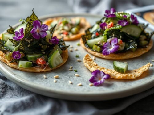 crispy nori tostadas with cucumber wasabi slaw crispy nori tostadas with cucumber wasabi slaw crispy nori tostadas with cucumber wasabi slaw