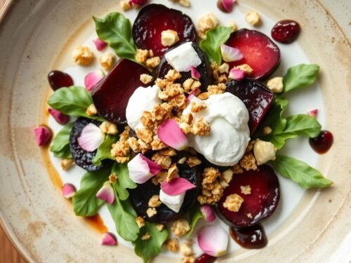 fancy beet and goat cheese salad with rose petals and honey pistachio crumble fancy beet and goat cheese salad with rose petals and honey pistachio crumble fancy beet and goat cheese salad with rose petals and honey pistachio crumble