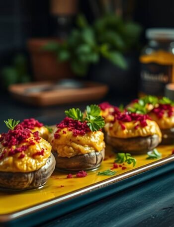 crystal-infused stuffed mushrooms with herbs and ruby schisandra dust crystal-infused stuffed mushrooms with herbs and ruby schisandra dust