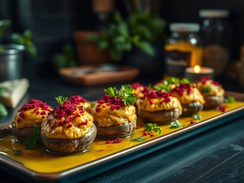 crystal-infused stuffed mushrooms with herbs and ruby schisandra dust crystal-infused stuffed mushrooms with herbs and ruby schisandra dust