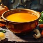a dark, moody bowl of golden gut-healing broth surrounded by vegetable scraps and herbs a dark, moody bowl of golden gut-healing broth surrounded by vegetable scraps and herbs a dark, moody bowl of golden gut-healing broth surrounded by vegetable scraps and herbs