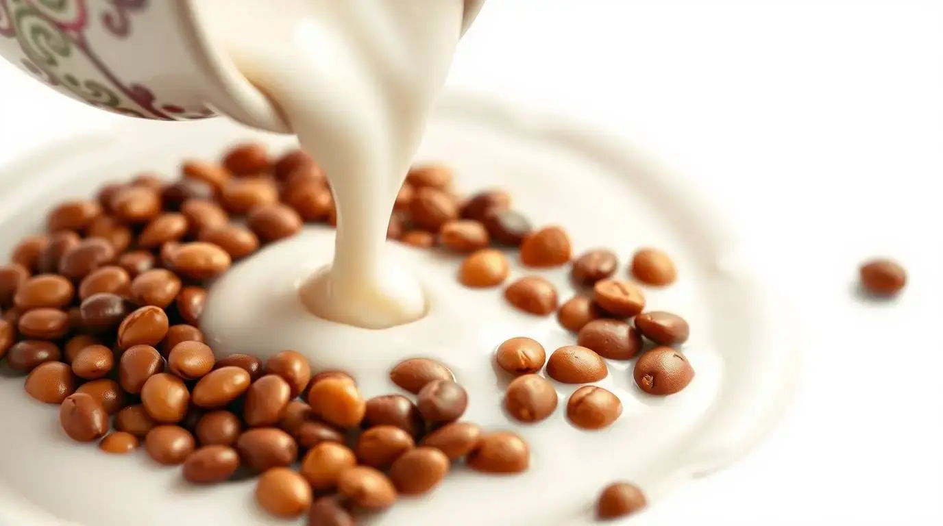 pouring cream into cannellini beans to create a creamy texture pouring cream into cannellini beans to create a creamy texture