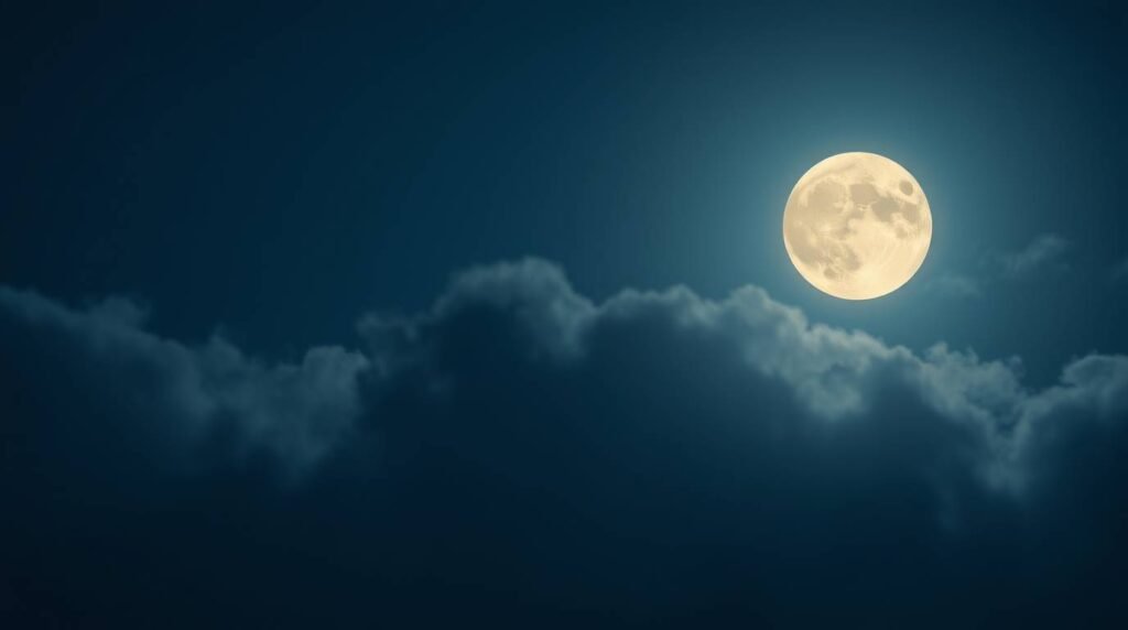 full moon in cancer glowing softly in a winter night sky