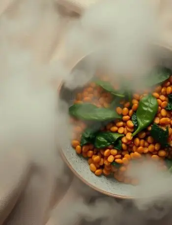 golden lentils with spinach served in a warm, creamy comfort bowl golden lentils with spinach served in a warm, creamy comfort bowl