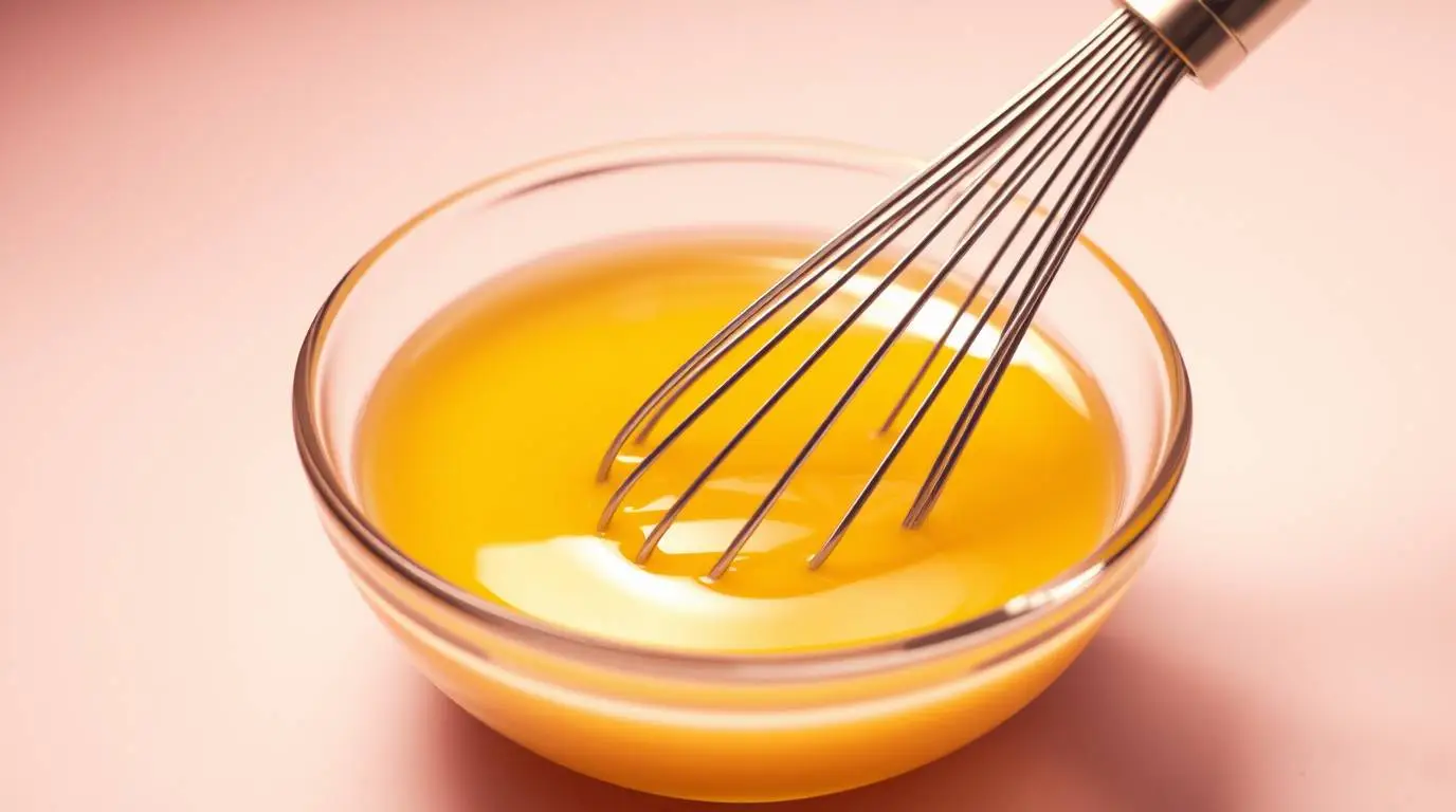 whisking lemon juice, dijon mustard, and olive oil whisking lemon juice, dijon mustard, and olive oil