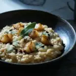 dark, moody bowl of pear and blue cheese risotto under dramatic chiaroscuro lighting dark, moody bowl of pear and blue cheese risotto under dramatic chiaroscuro lighting dark, moody bowl of pear and blue cheese risotto under dramatic chiaroscuro lighting