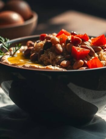 warm cannellini and grain comfort bowl with hummus and olive oil in a ceramic bowl warm cannellini and grain comfort bowl with hummus and olive oil in a ceramic bowl