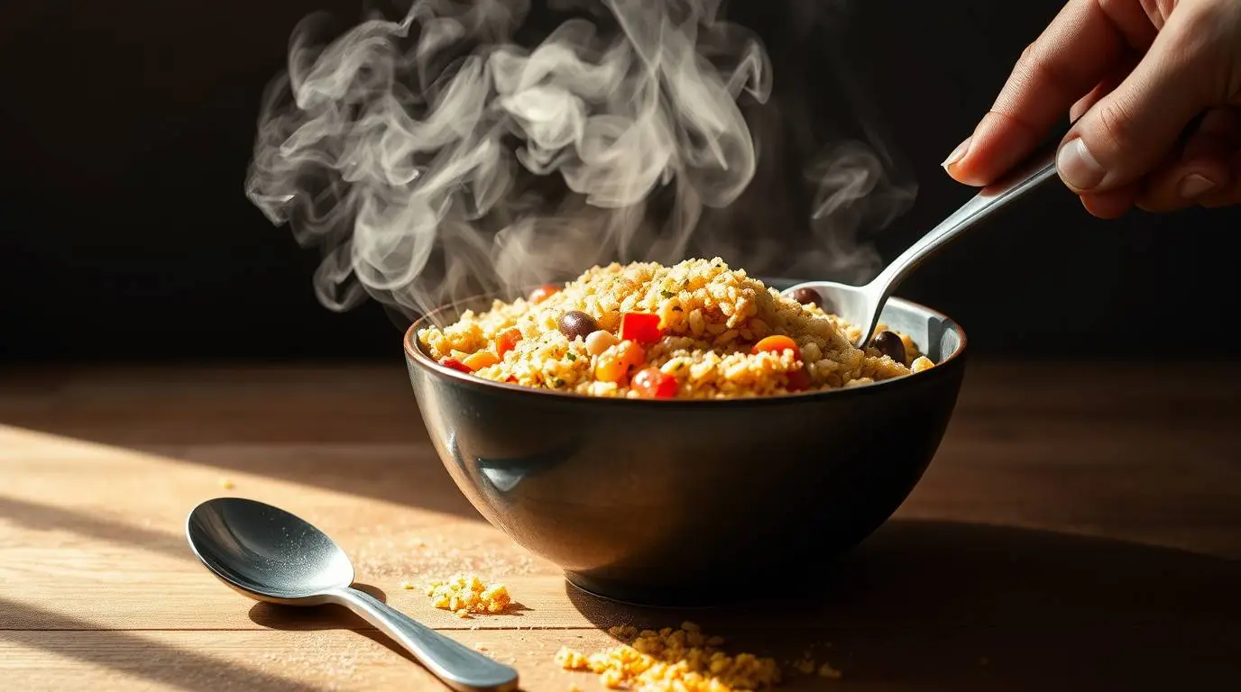 warm brown rice added to cannellini beans and peppers warm brown rice added to cannellini beans and peppers
