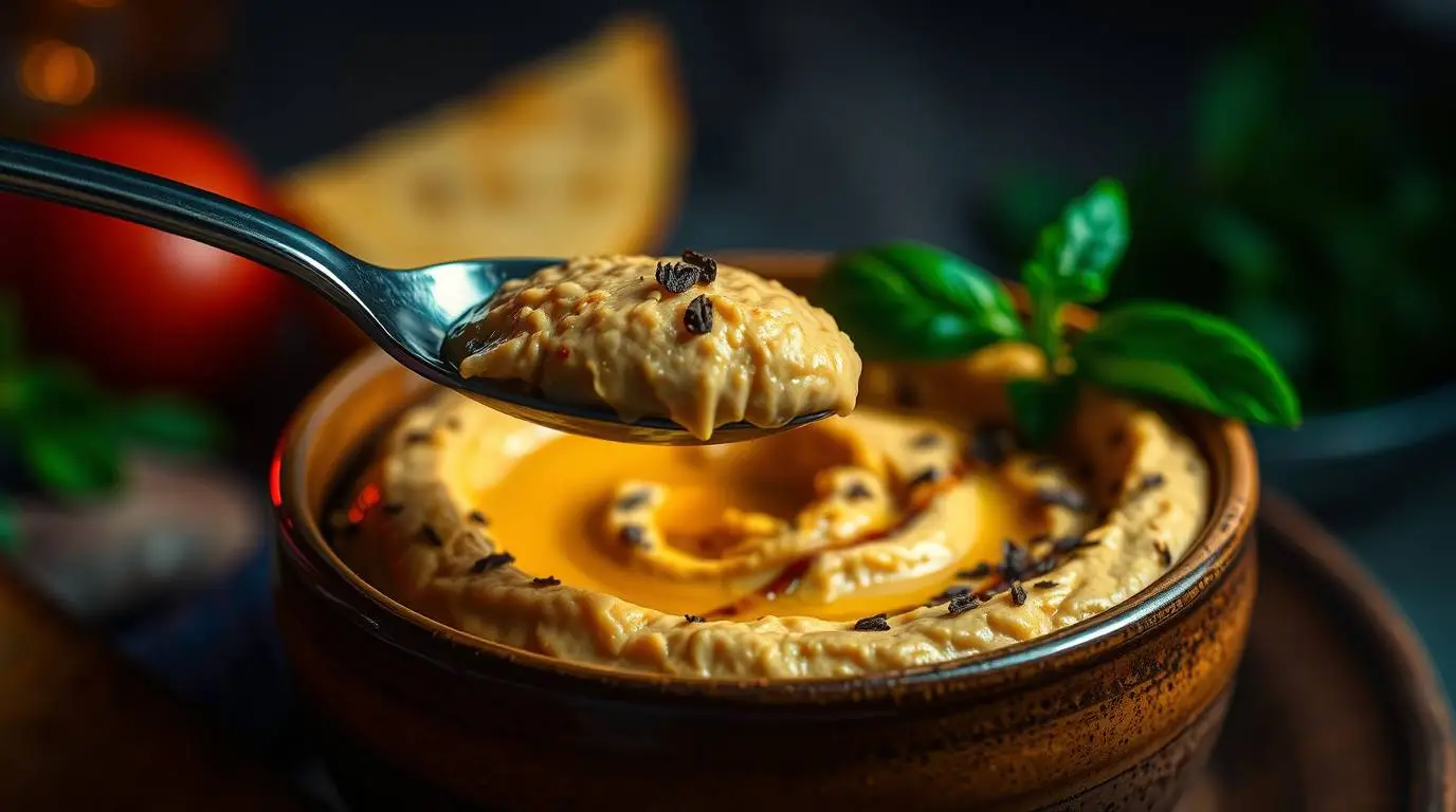 hummus and olive oil added to a warm cannellini grain bowl hummus and olive oil added to a warm cannellini grain bowl