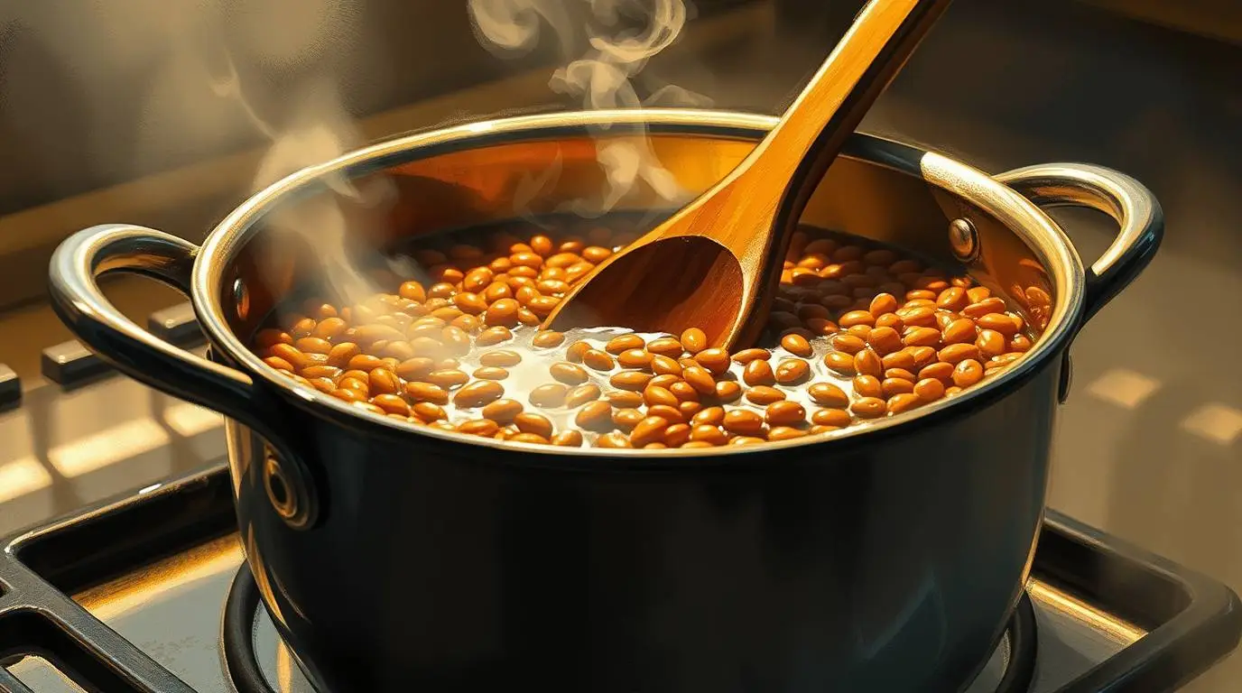 lentils warming gently in a small saucepan lentils warming gently in a small saucepan