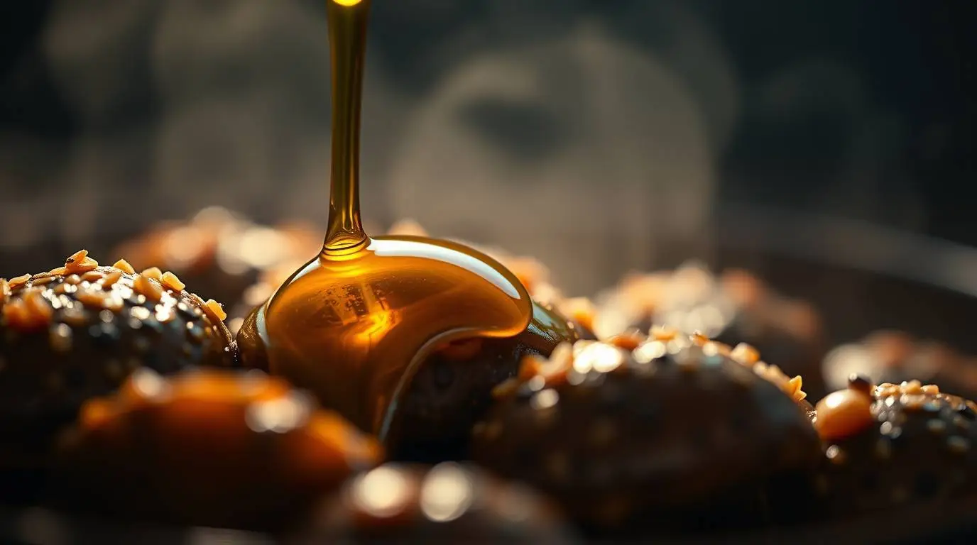 sesame oil drizzled over miso mushrooms sesame oil drizzled over miso mushrooms