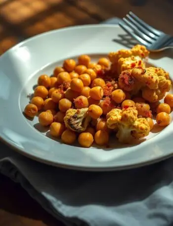 fork-stable golden chickpeas and cauliflower plated for one fork-stable golden chickpeas and cauliflower plated for one