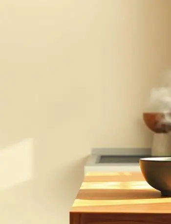 a calm, minimal kitchen scene designed for tired people, soft light and quiet atmosphere. a calm, minimal kitchen scene designed for tired people, soft light and quiet atmosphere.