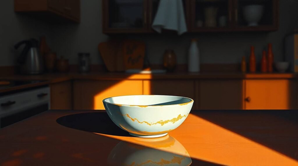 a peaceful kitchen scene at rest.
