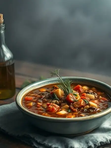 Sardinian-style longevity minestrone with beans and spiced lentil cream