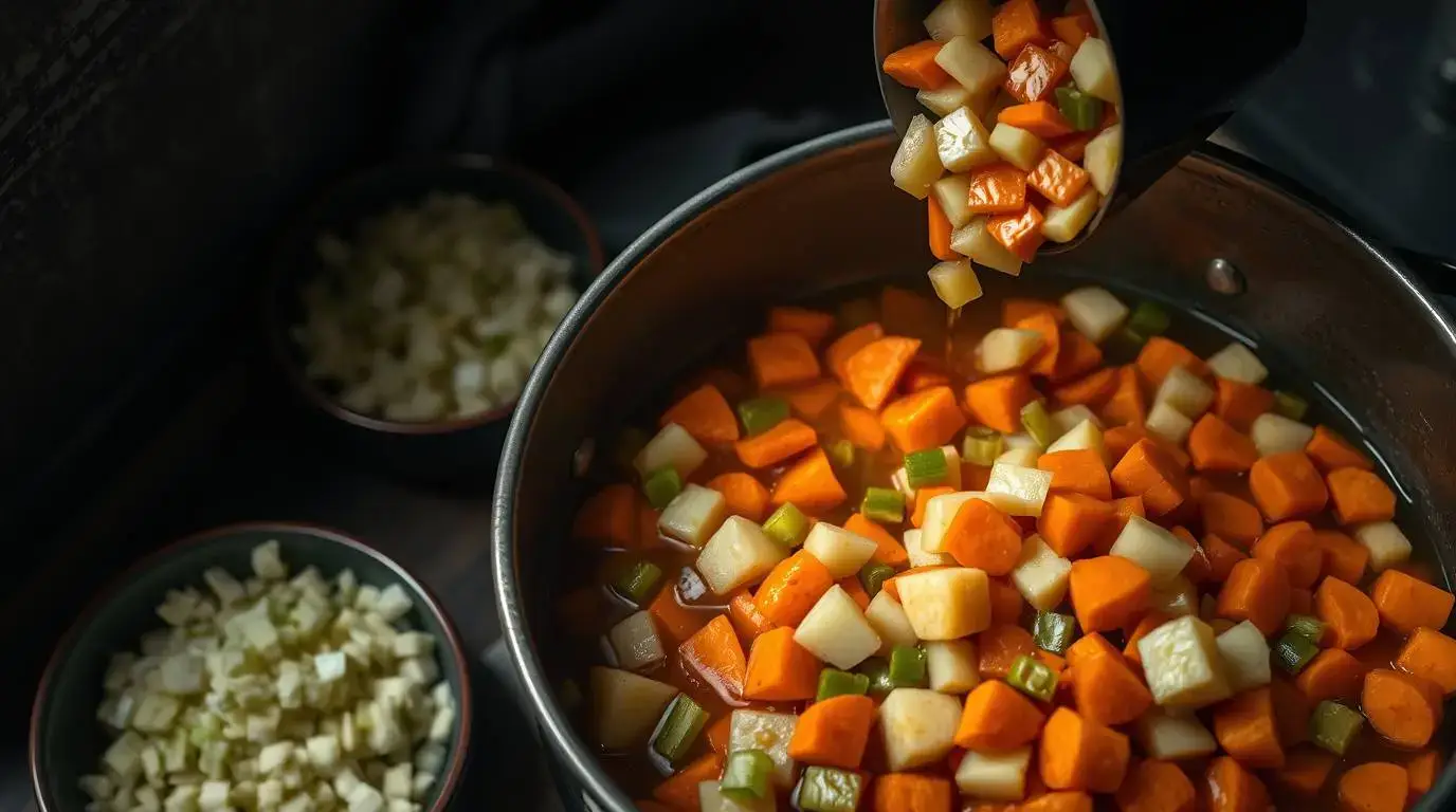 carrots celery and potatoes added to minestrone carrots celery and potatoes added to minestrone