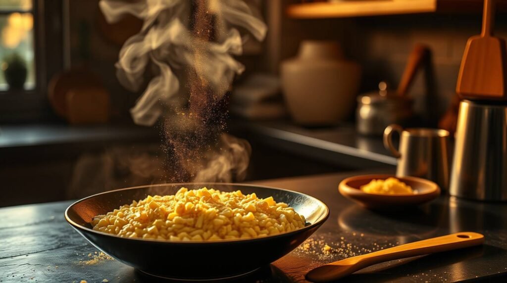 risotto alla milanese with saffron and adaptogens served in a minimalist italian bowl risotto alla milanese with saffron and adaptogens served in a minimalist italian bowl