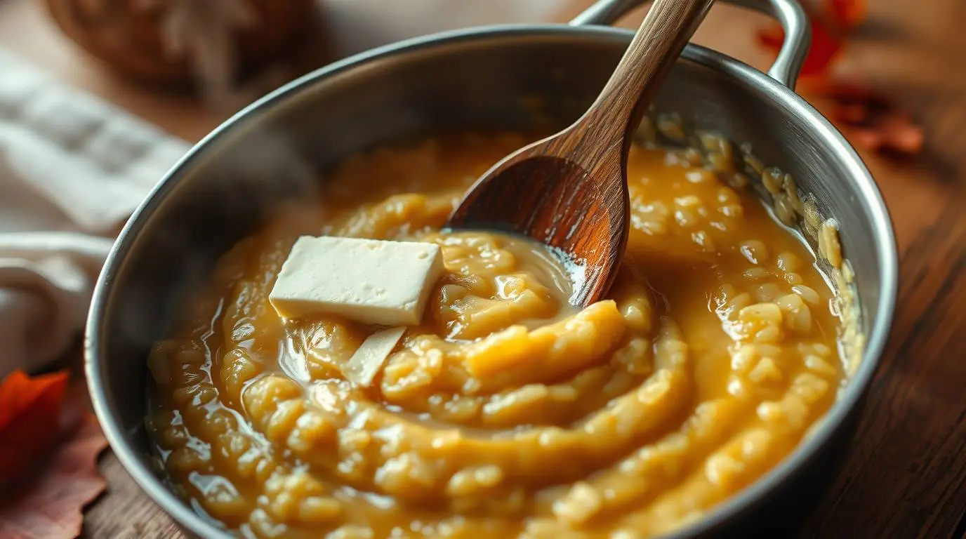 butter and parmigiano reggiano melting into risotto off the heat butter and parmigiano reggiano melting into risotto off the heat