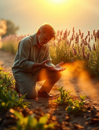 marco deluca tending an illuminated herbal garden under a golden sunrise marco deluca tending an illuminated herbal garden under a golden sunrise